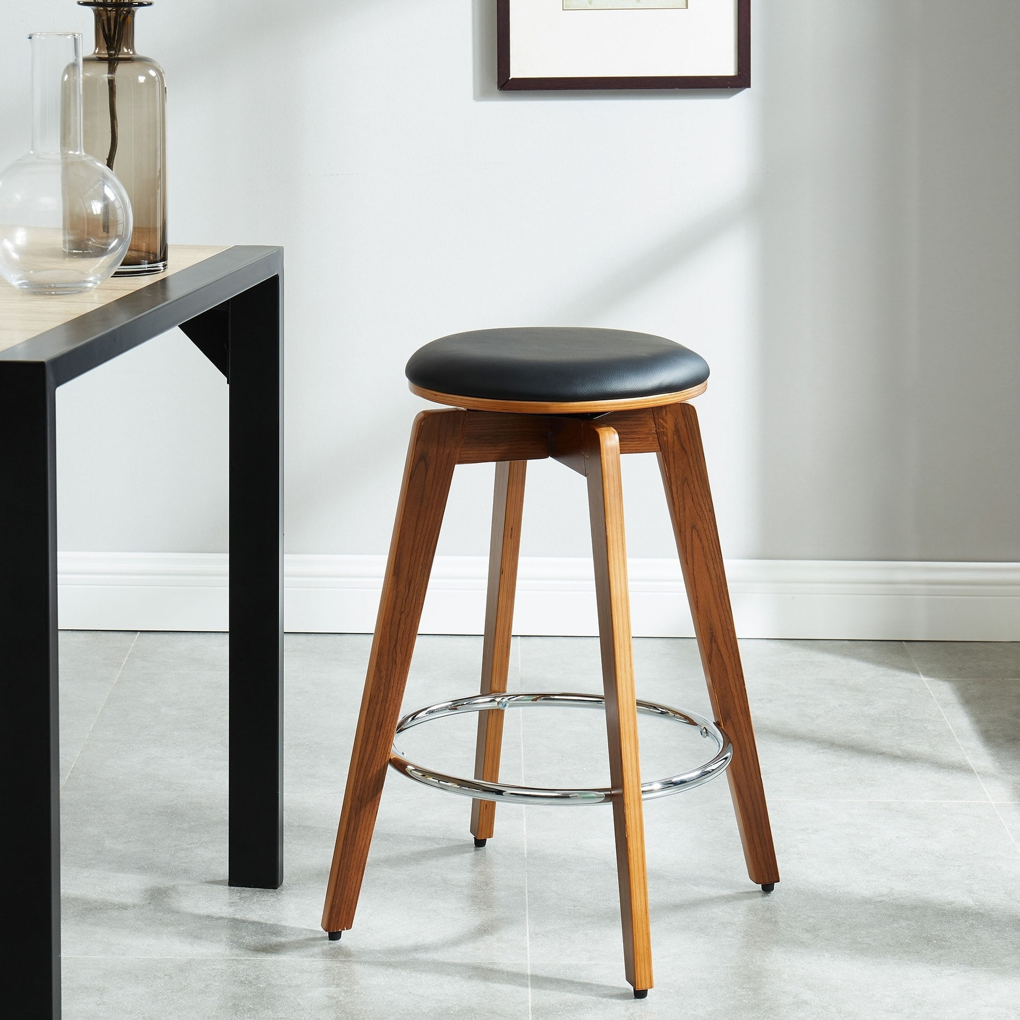 Scaun bar Hermes, negru, 58x58x77 cm