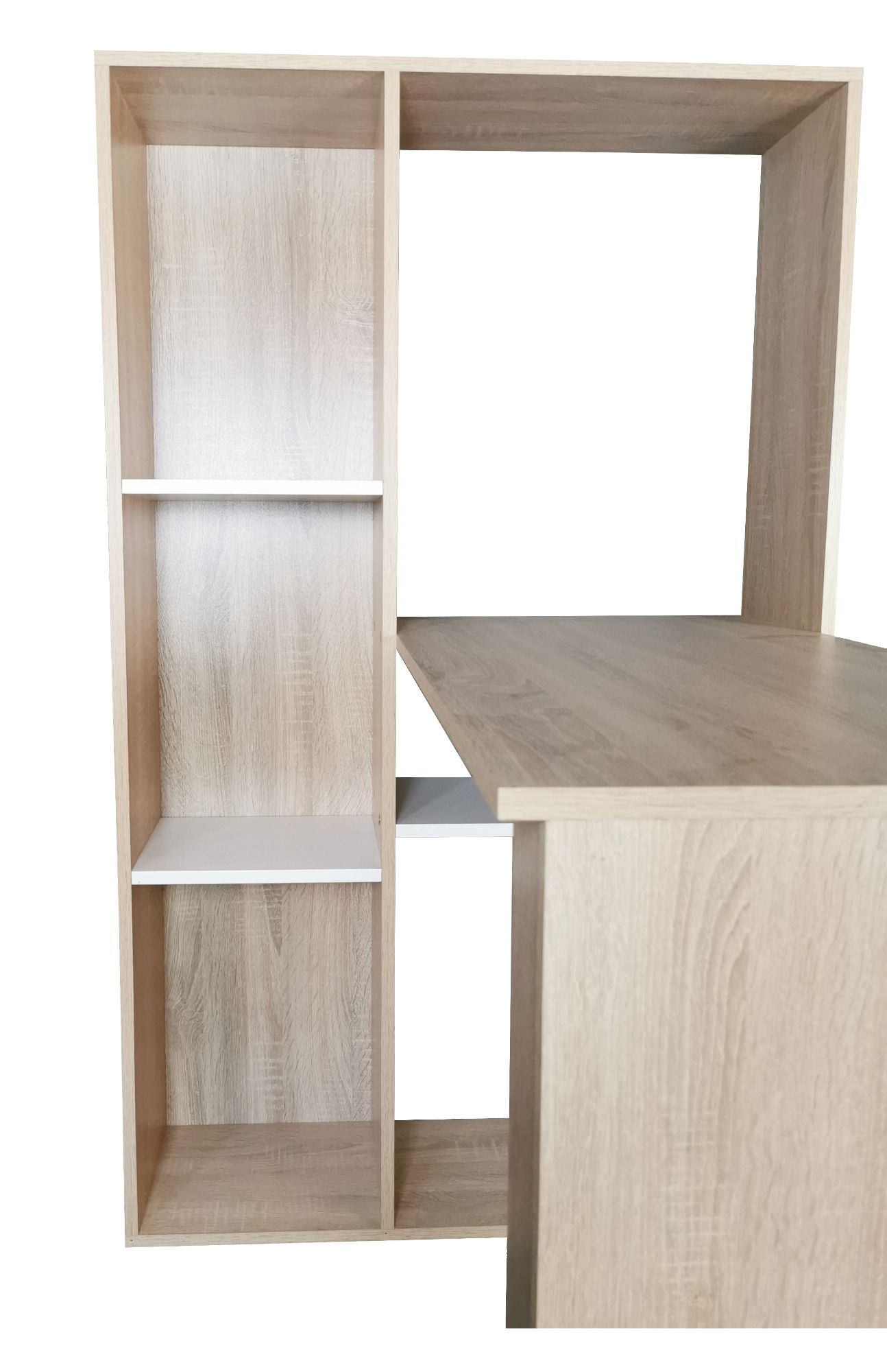 Birou Baber, stejar alb, 84x120x138 cm - 2 | YEO