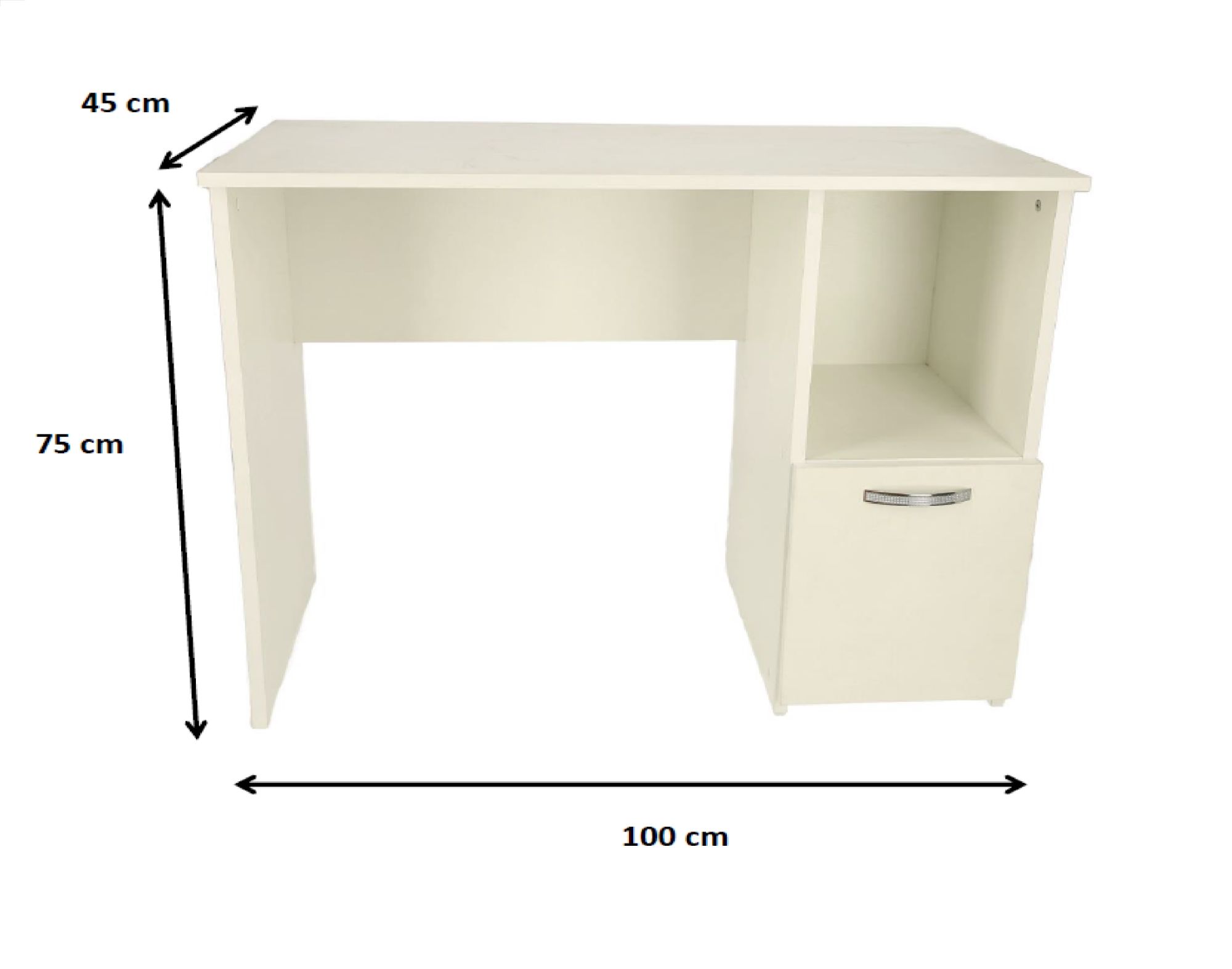 Birou Boston, alb, 90x45x75 cm