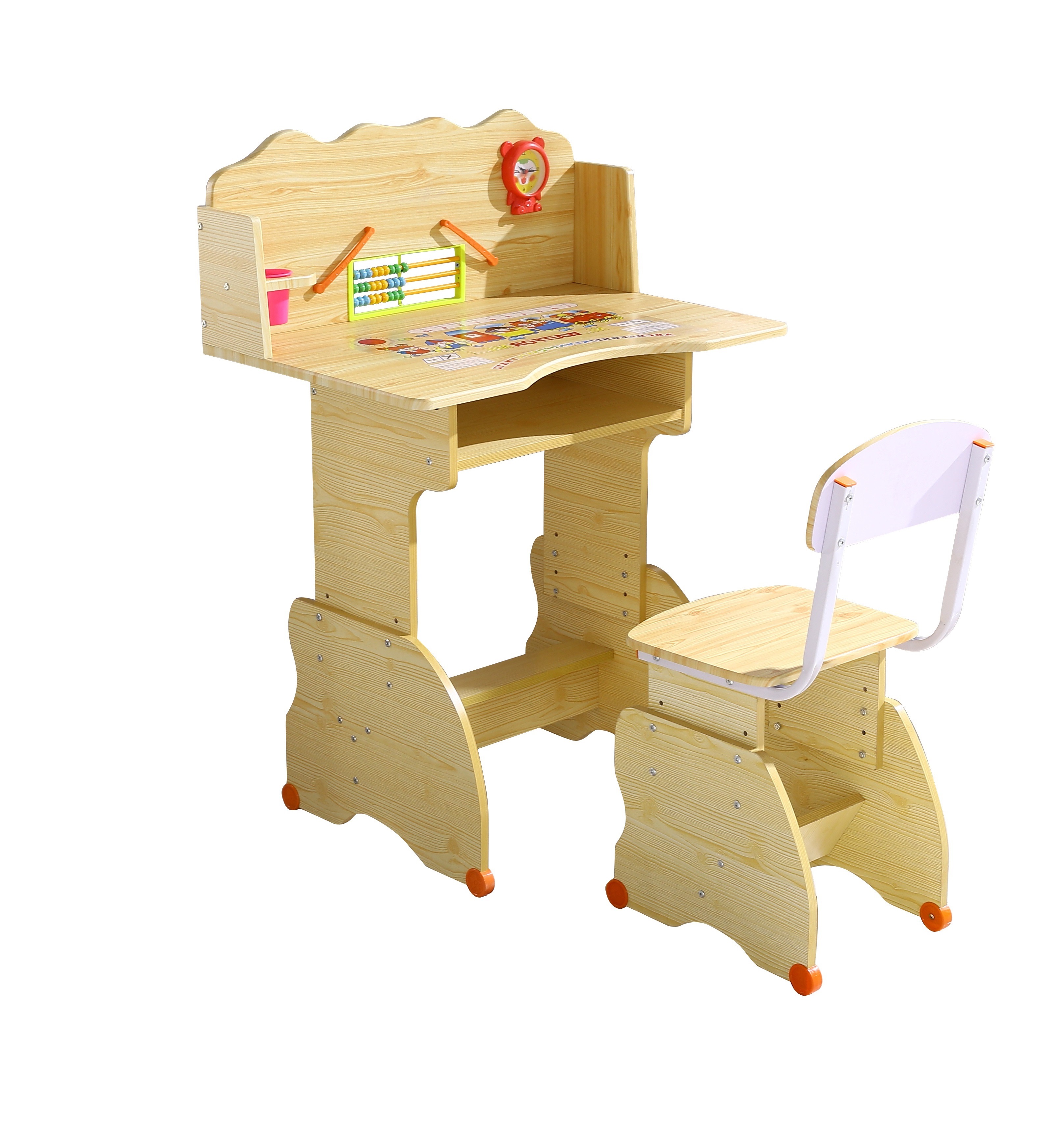 Set birou copii, natur, 75x48x102-105 cm - 1 | YEO