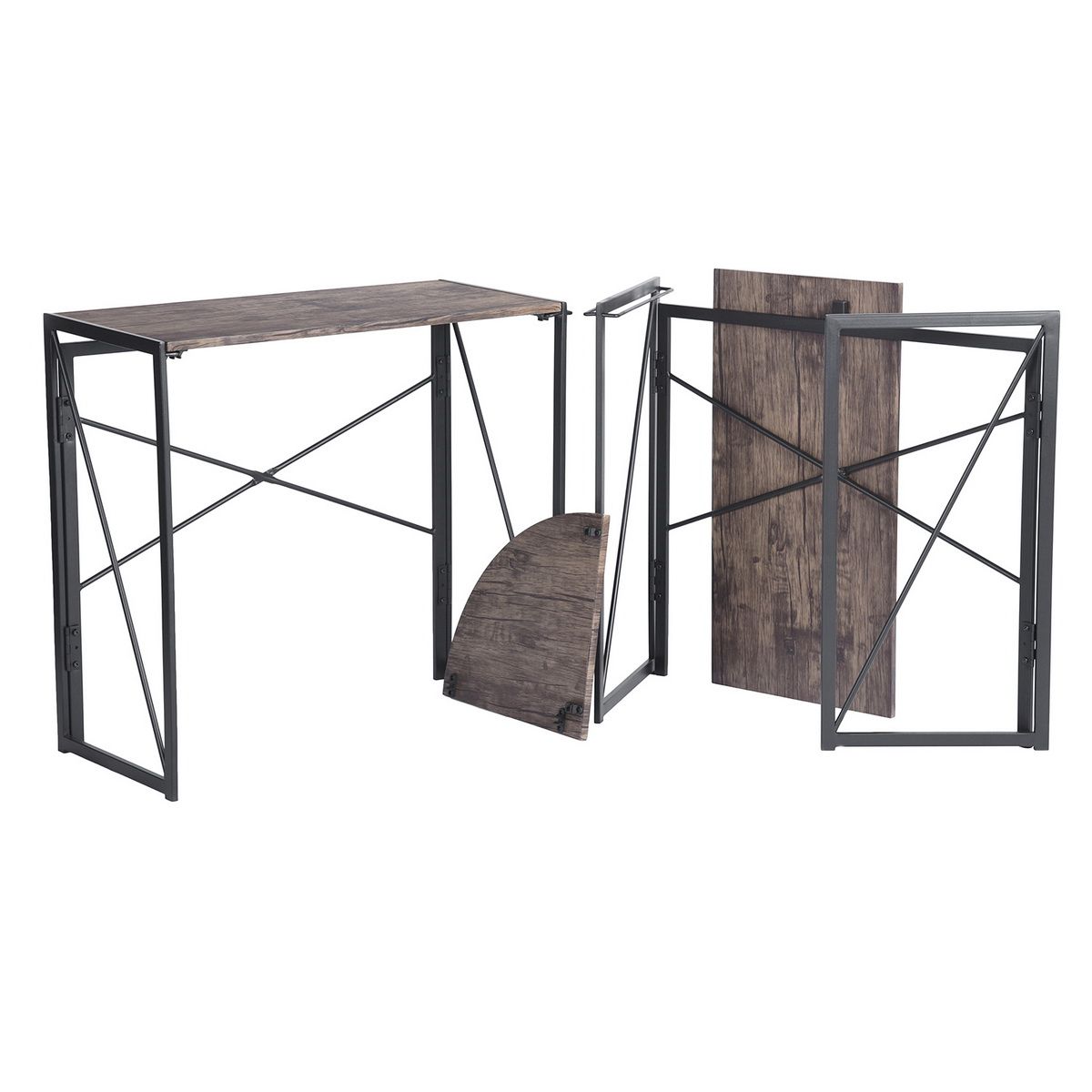 Birou colt, negru si wenge, 38x119.5x75 cm