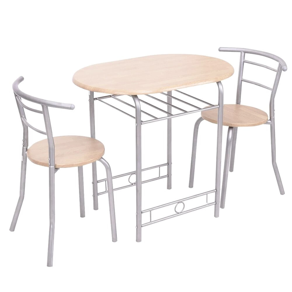 Set masa Dual cu 2 scaune, Stejar alb, 80x53x74 cm, UnicSpot