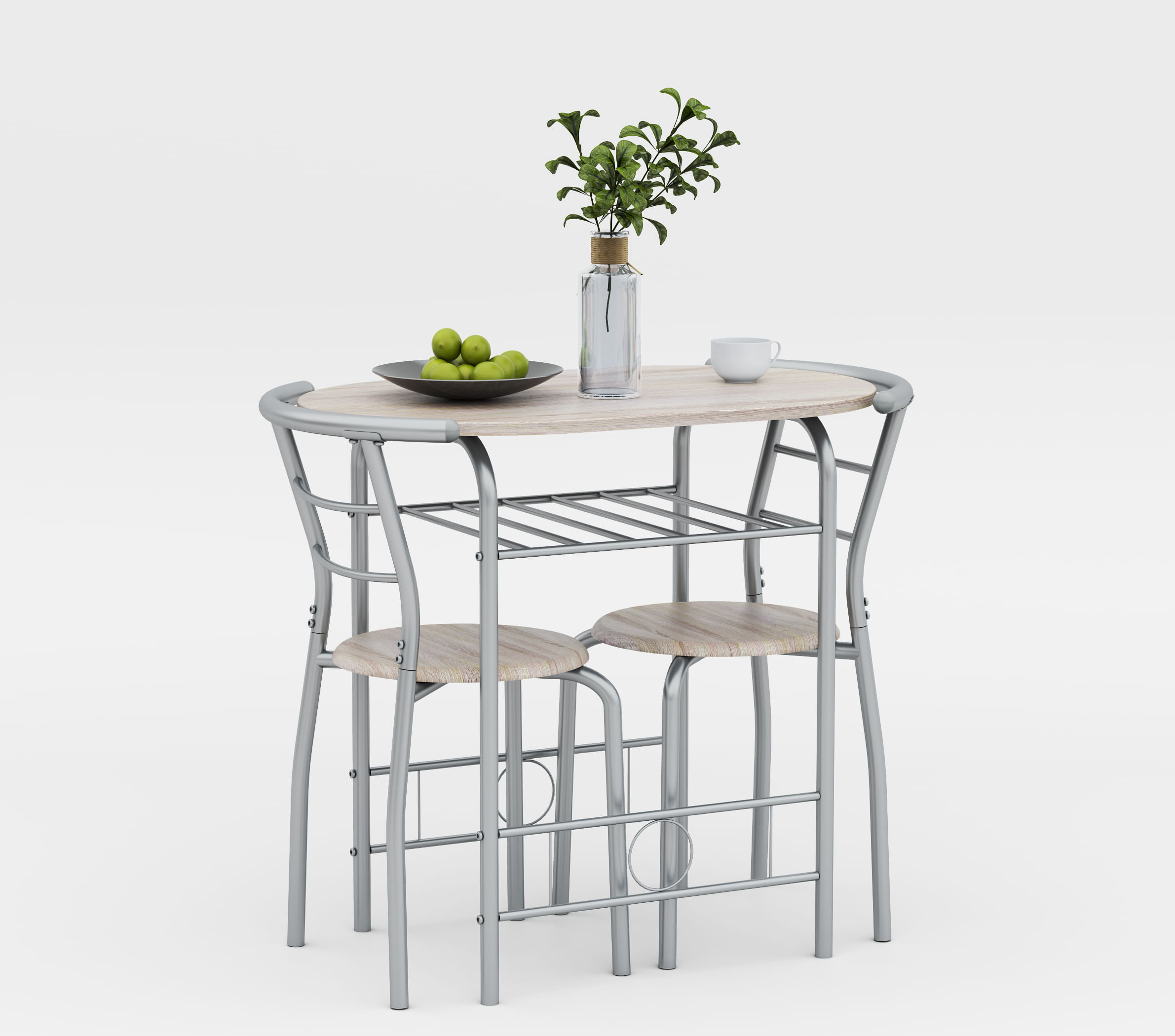 Set masa Dual cu 2 scaune, Stejar alb, 80x53x74 cm, UnicSpot - 1 | YEO