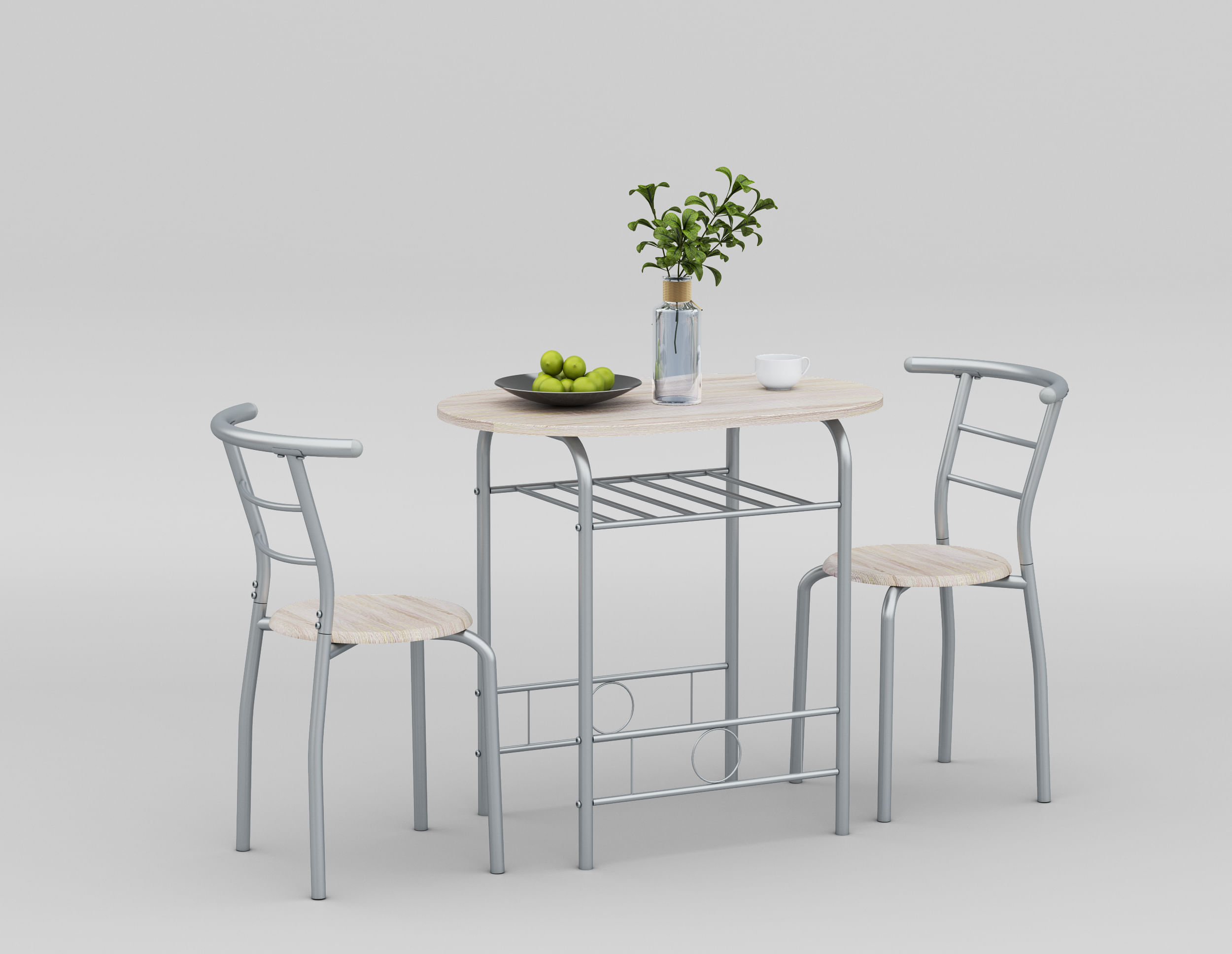 Set masa Dual cu 2 scaune, Stejar alb, 80x53x74 cm, UnicSpot - 2 | YEO