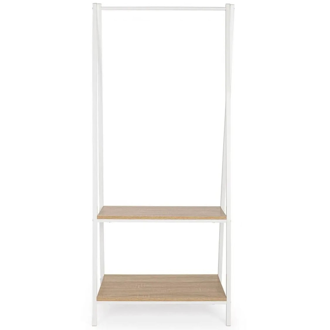 Suport haine metalic Herning, stejar alb si alb, 64x40x150 cm - 1 | YEO