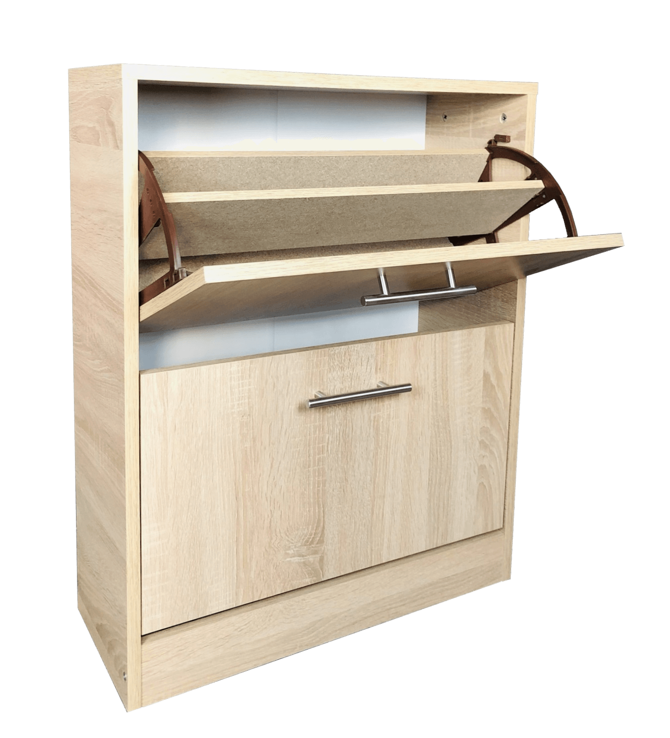 Pantofar Jesolo cu doua sertare, stejar alb, 63x24x81.5 cm