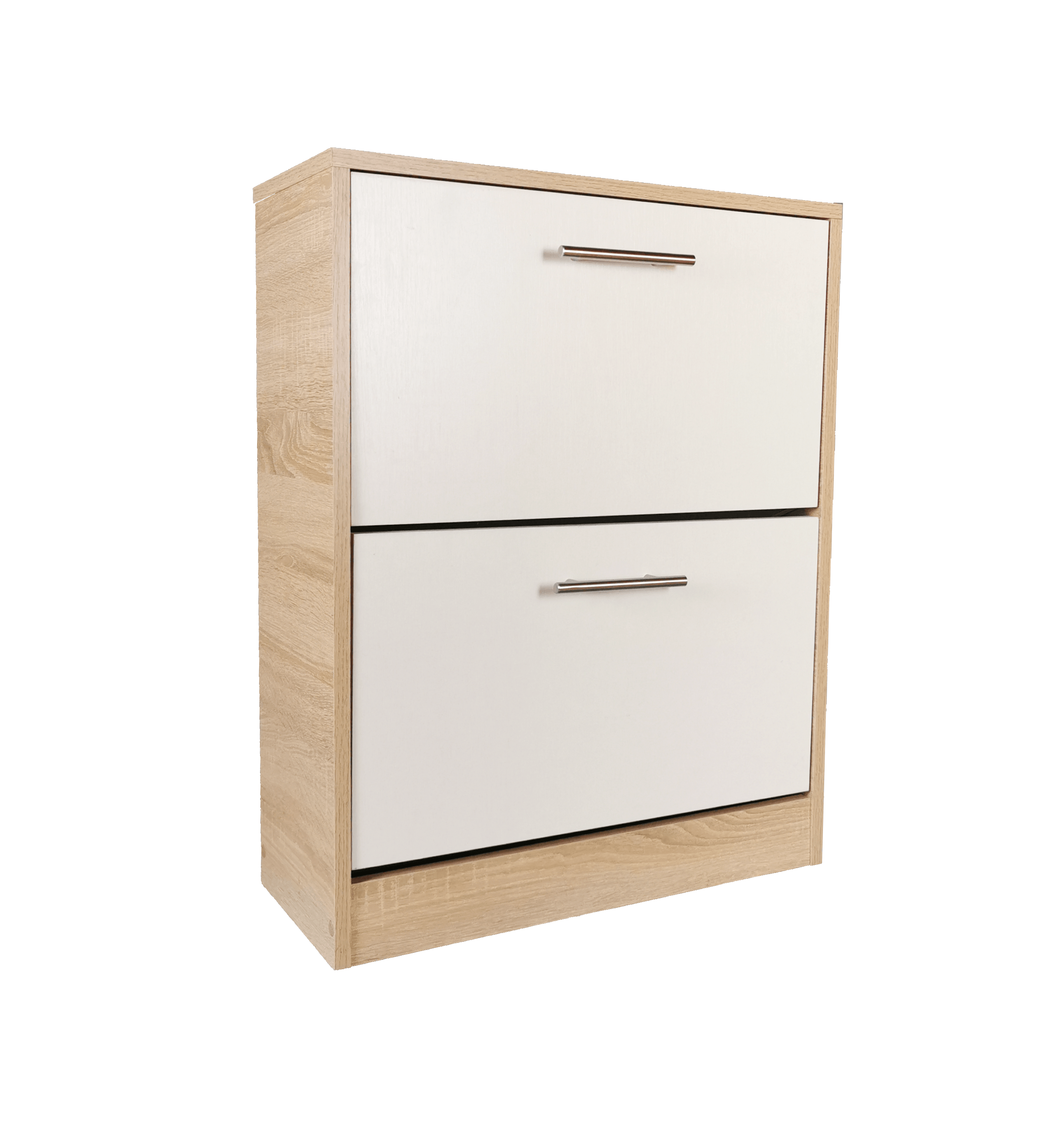 Pantofar Ancona cu doua sertare, stejar alb si alb, 63x24x81.5 cm - 3 | YEO