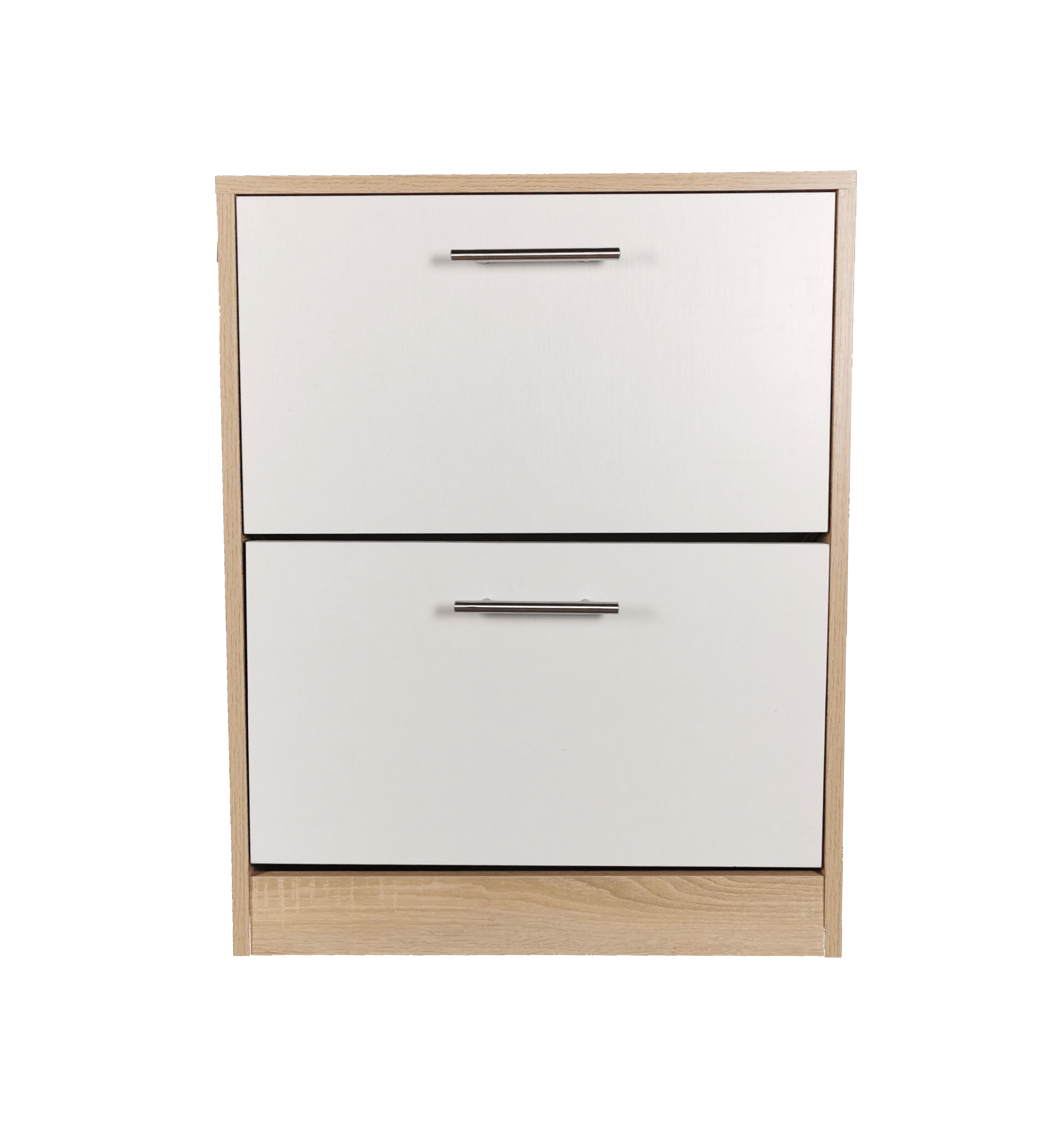 Pantofar Ancona cu doua sertare, stejar alb si alb, 63x24x81.5 cm - 4 | YEO