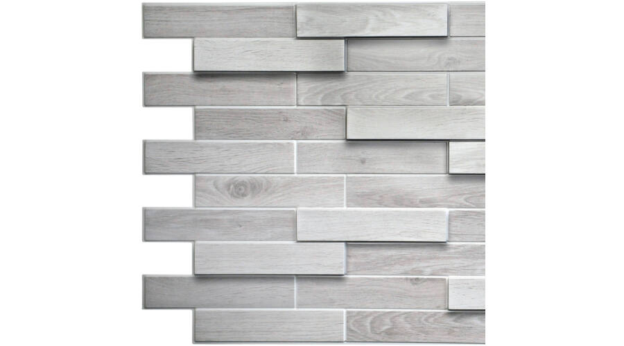 Panou decorativ PVC, stejar alb, 98x48x0.3 cm