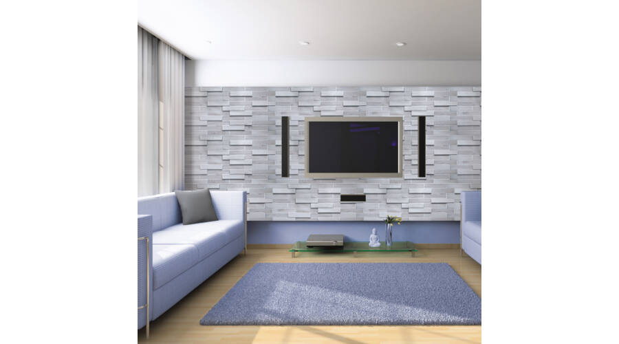 Panou decorativ PVC, stejar alb, 98x48x0.3 cm - 2 | YEO