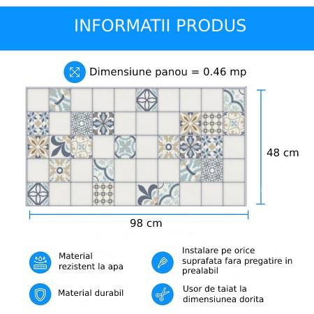 Panou decorativ PVC, Maroc, 98x48x0.3 cm