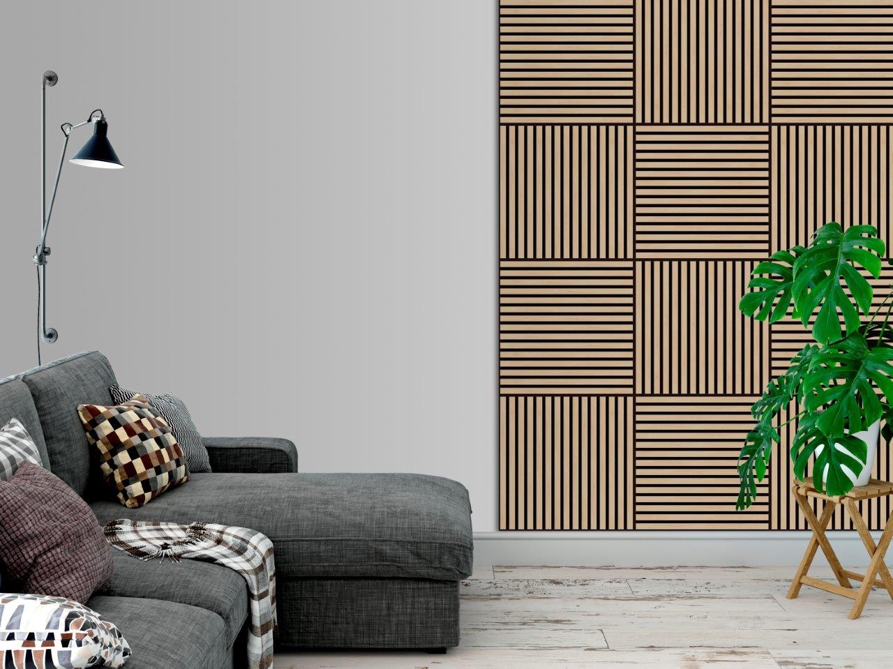 Set 4 buc Panou riflat acustic, stejar, UnicSpot, 60x60x2.1 cm - 2 | YEO