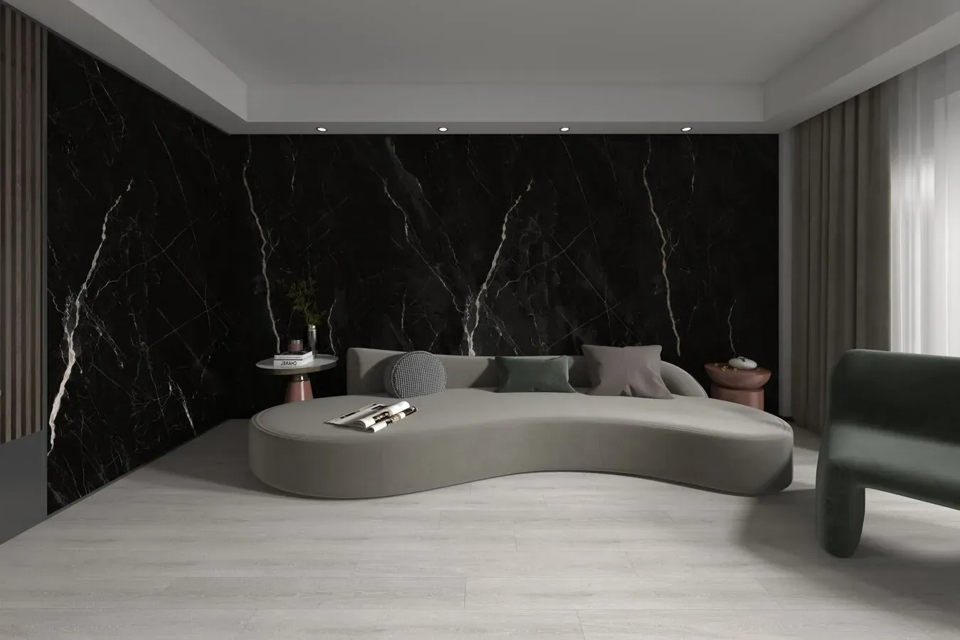Panou decorativ SPC negru, 280x60x0,37 cm - 1 | YEO