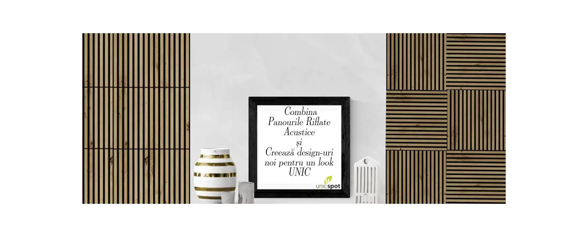 Set 4 buc Panou riflat acustic, tec, UnicSpot, 60x60x2.1 cm