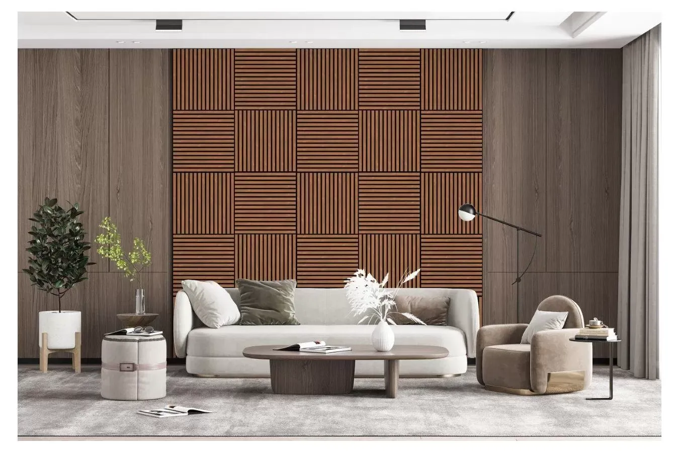 Set 4 buc Panou riflat acustic, tec, UnicSpot, 60x60x2.1 cm - 4 | YEO