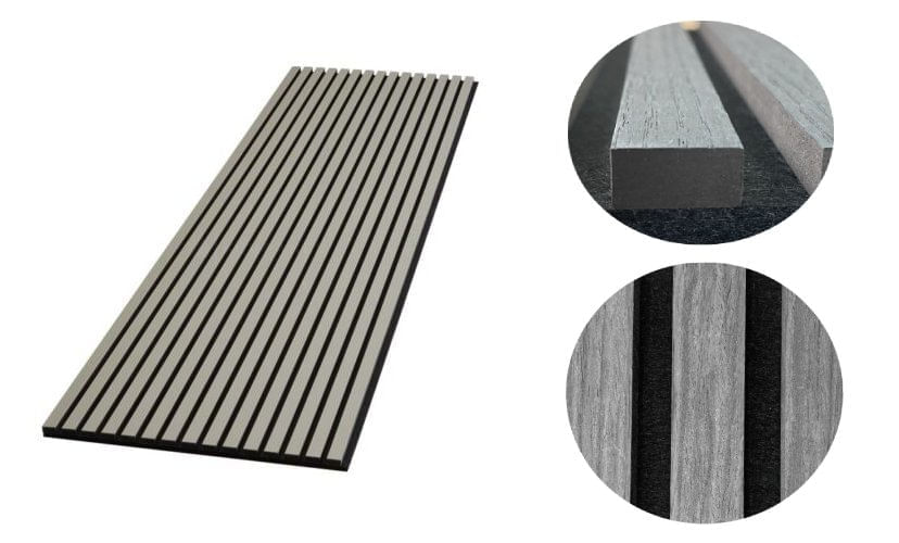 Panou riflat acustic, gri, UnicSpot, 240x60x2.1 cm