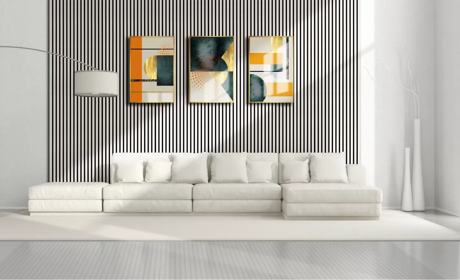 Panou riflat acustic, alb, UnicSpot, 240x60x2.1 cm - 1 | YEO