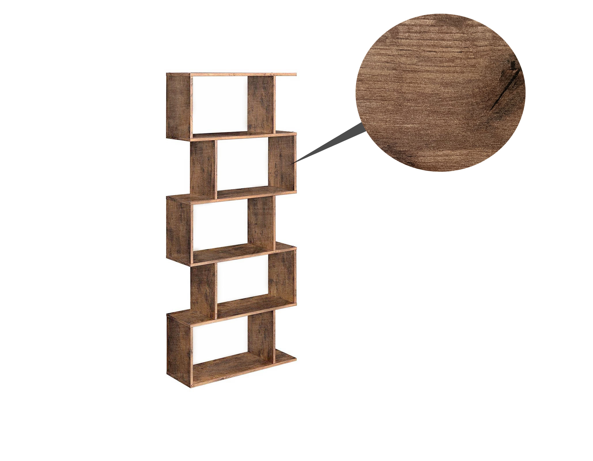 Biblioteca Zig-zag, maro, 70x24x190.5 cm