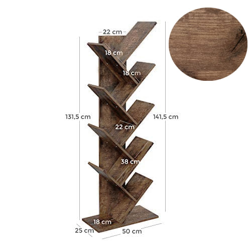 Biblioteca verticala, maro, 50x25x141.5 cm - 1 | YEO