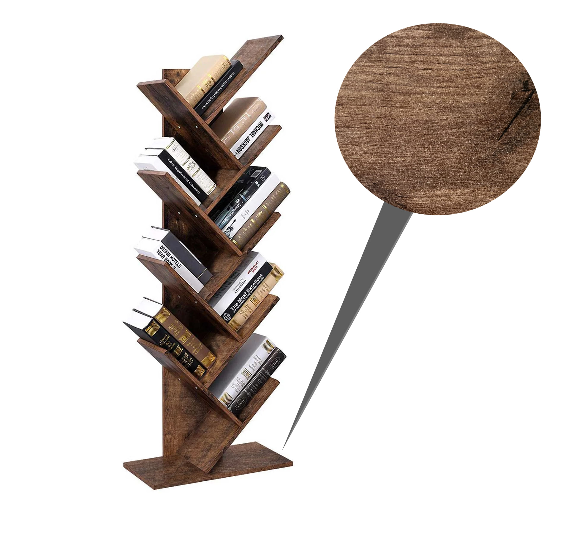 Biblioteca verticala, maro, 50x25x141.5 cm - 4 | YEO