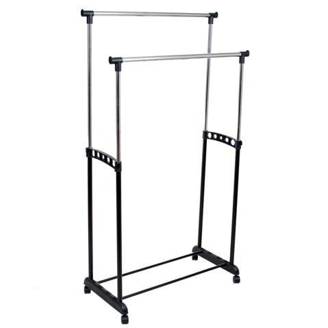 Stand haine dublu, negru, 83x43x94-168 cm