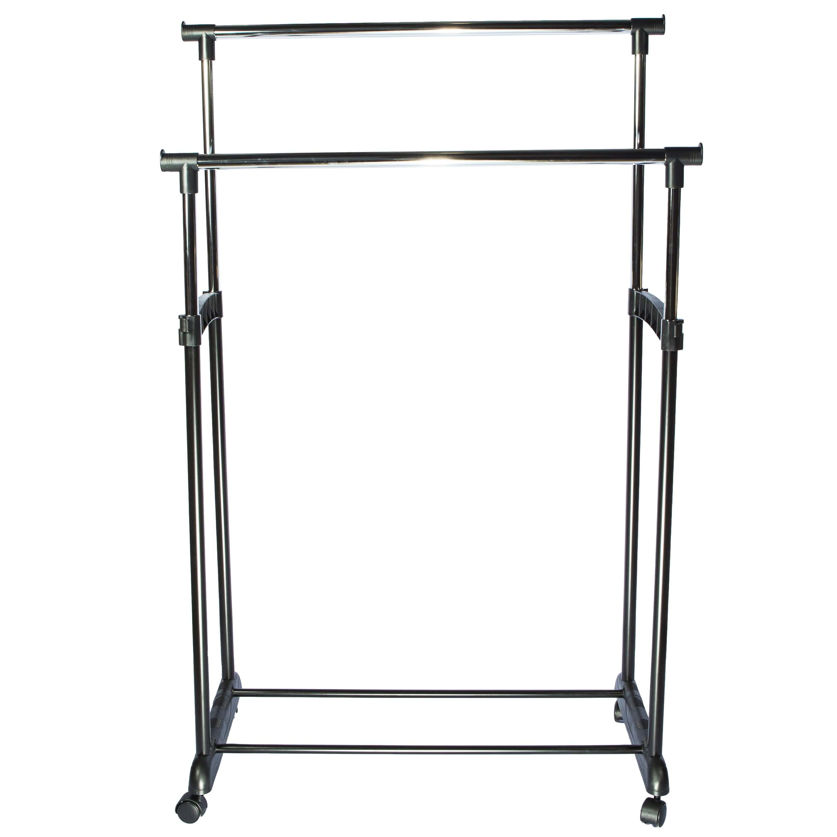 Stand haine dublu, negru, 83x43x94-168 cm - 2 | YEO