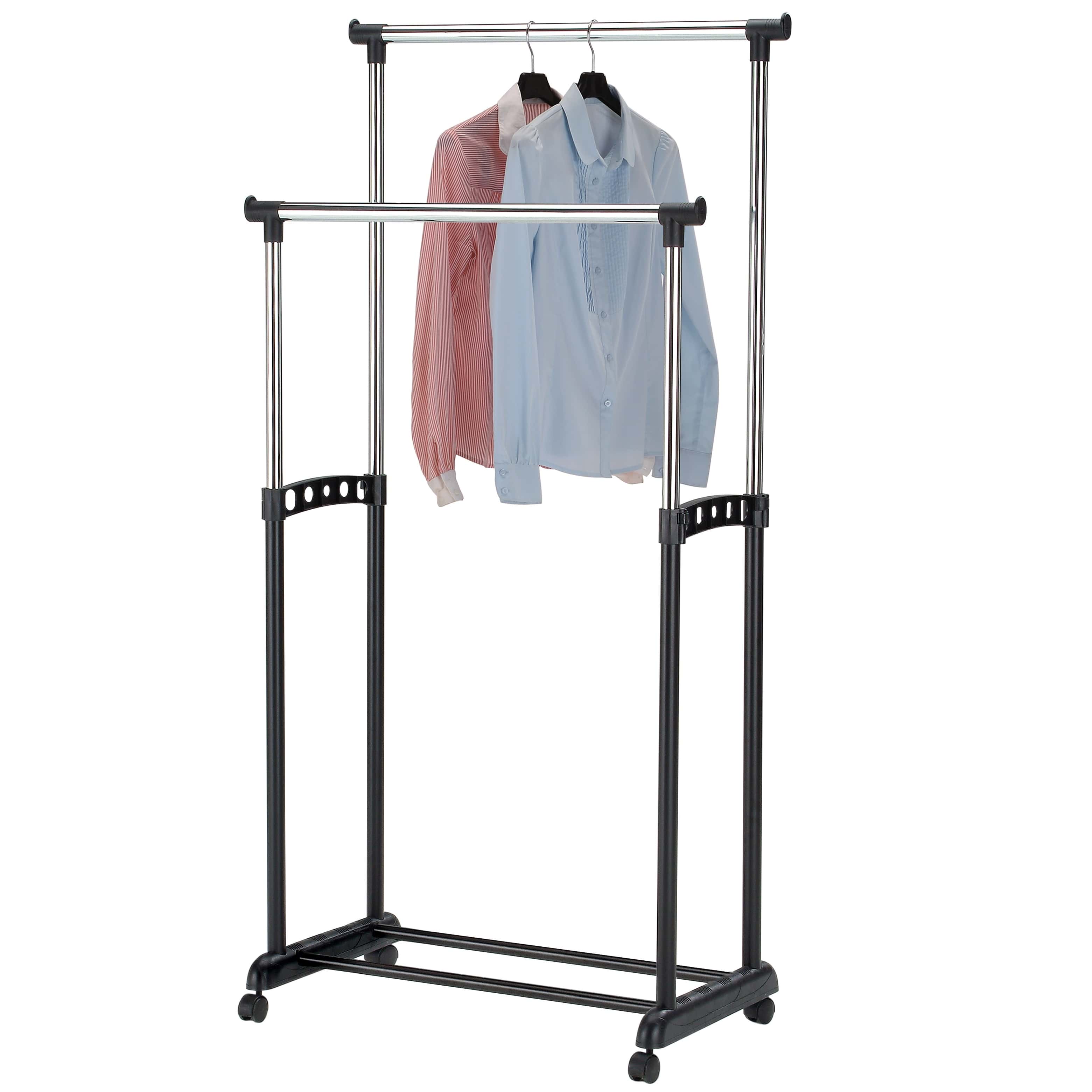 Stand haine dublu, negru, 83x43x94-168 cm - 3 | YEO