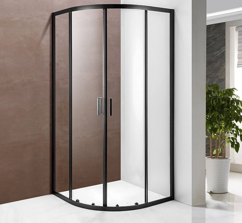 Cabina de dus semirotunda, cadru negru, 90x90x190 cm - 2 | YEO