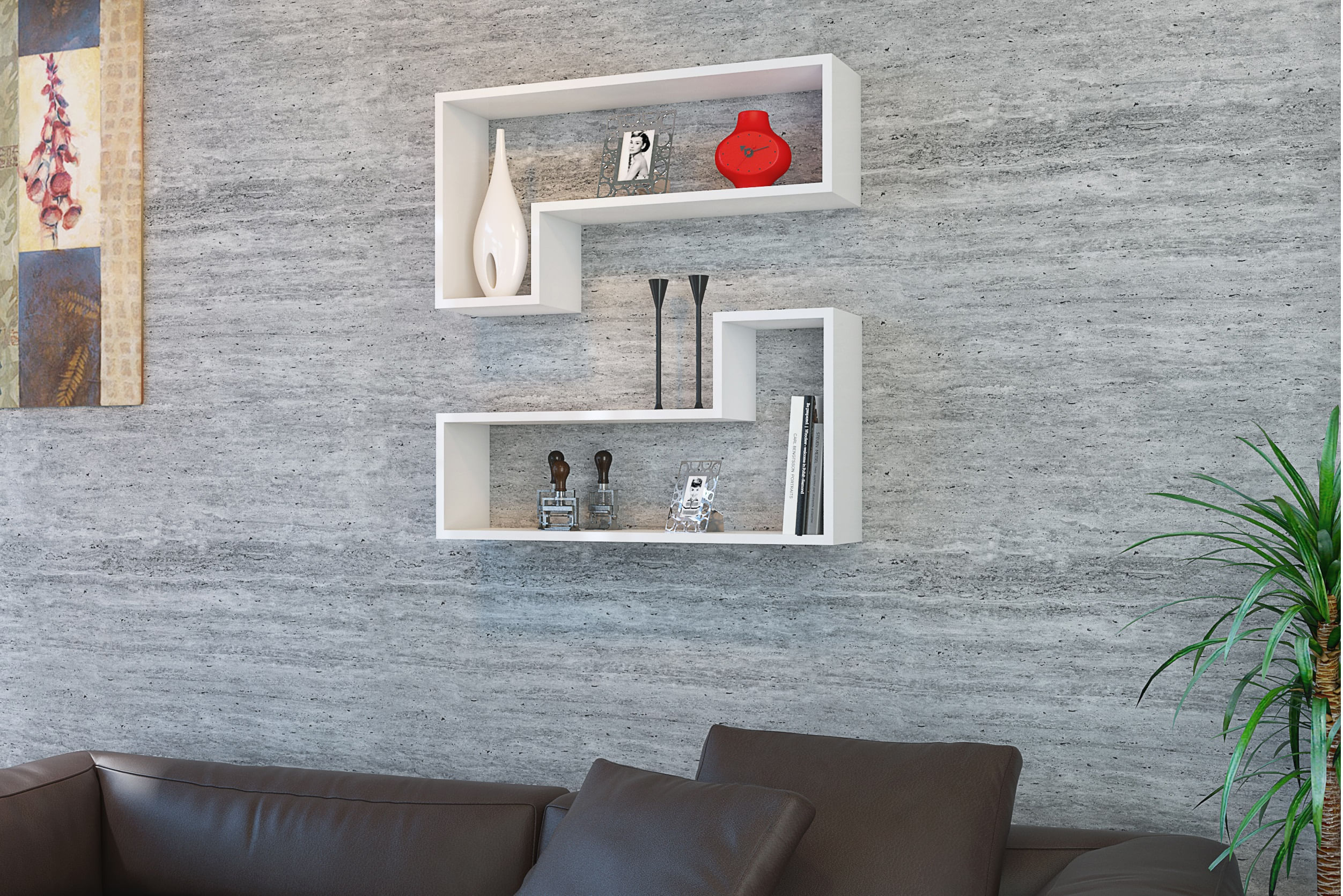 Rafturi de perete in L Mira, 83.6x19.5x80 cm - 1 | YEO