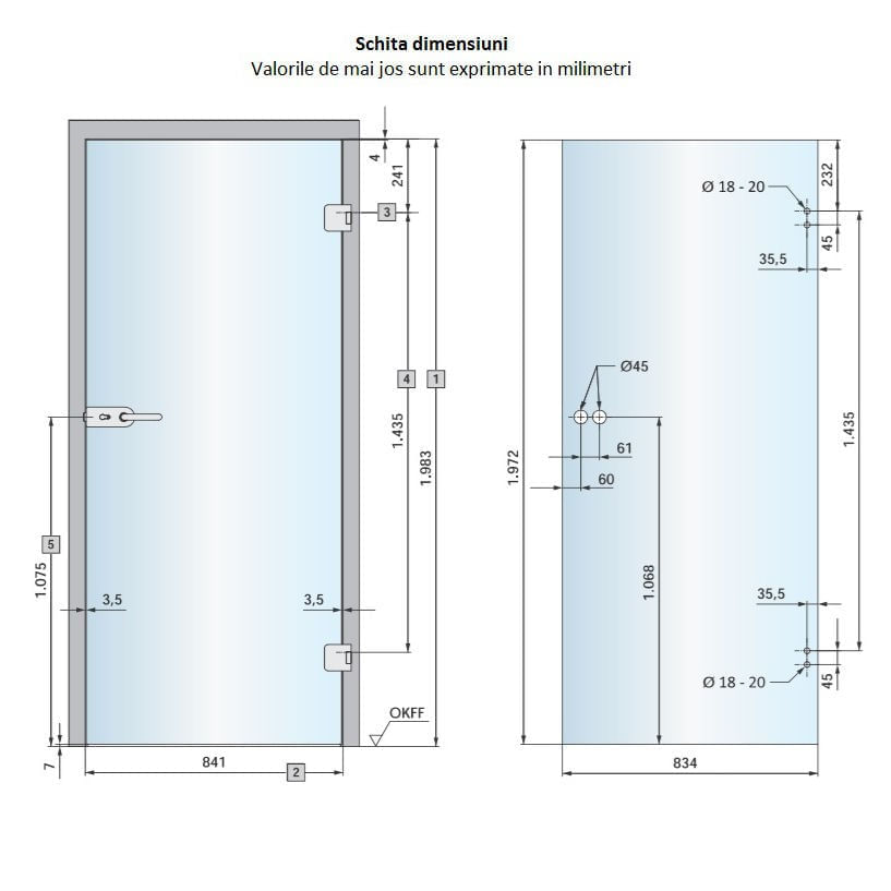 Set usa sticla batanta cu design, sablat cu design, 83.4x197.2x0.8 cm, fara toc - 4 | YEO