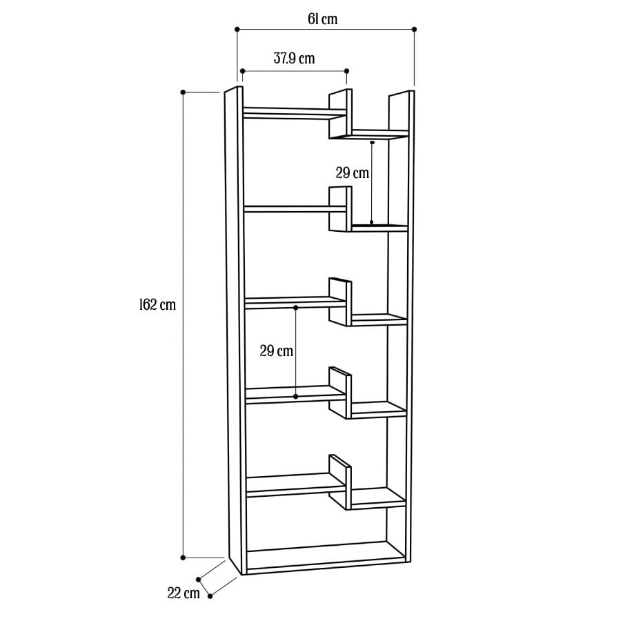 Etajera living Haby, alb, 61x22x162 cm - 1 | YEO
