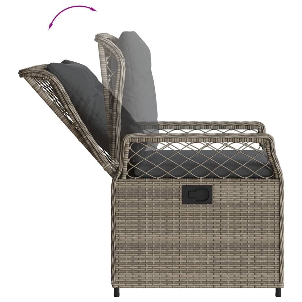 Set mobilier de gradina cu perne, 5 piese, gri, poliratan — imaginea 5