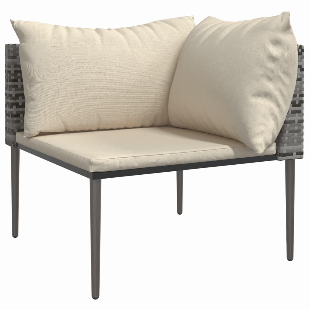 Set mobilier de gradina cu perne, 5 piese, gri, poliratan — imaginea 4