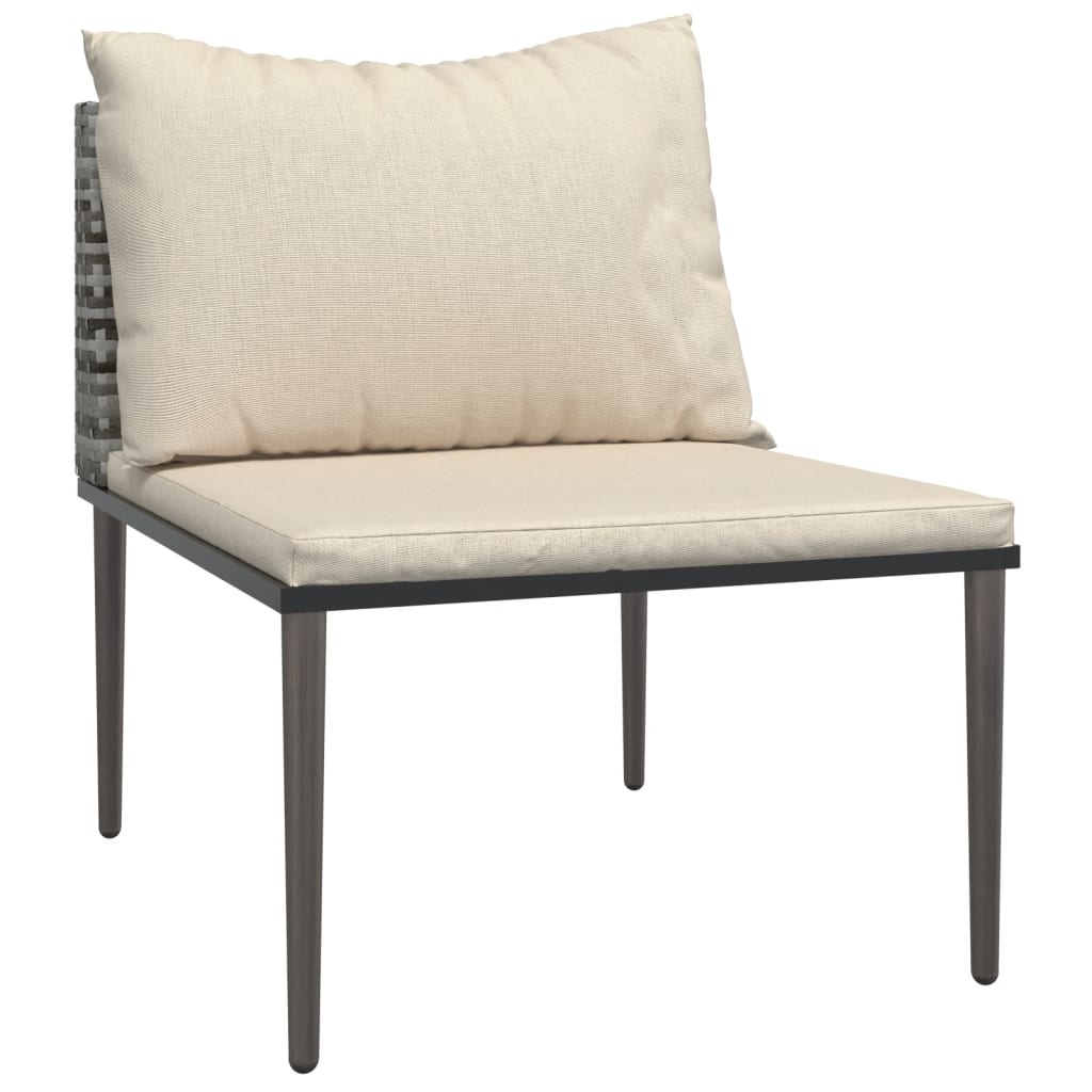 Set mobilier de gradina cu perne, 5 piese, gri, poliratan — imaginea 6
