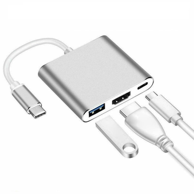 Adaptor multifunctional 3 in 1 USB-C la HDMI Techstar® ZFZ3IN1, HDMI 4K, 1 x USB 3.0, PD Port, Compatibil HD TV - 3 | YEO