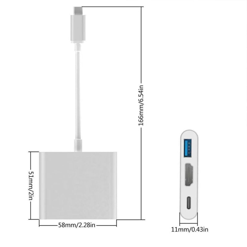 Adaptor multifunctional 3 in 1 USB-C la HDMI Techstar® ZFZ3IN1, HDMI 4K, 1 x USB 3.0, PD Port, Compatibil HD TV - imagine 5