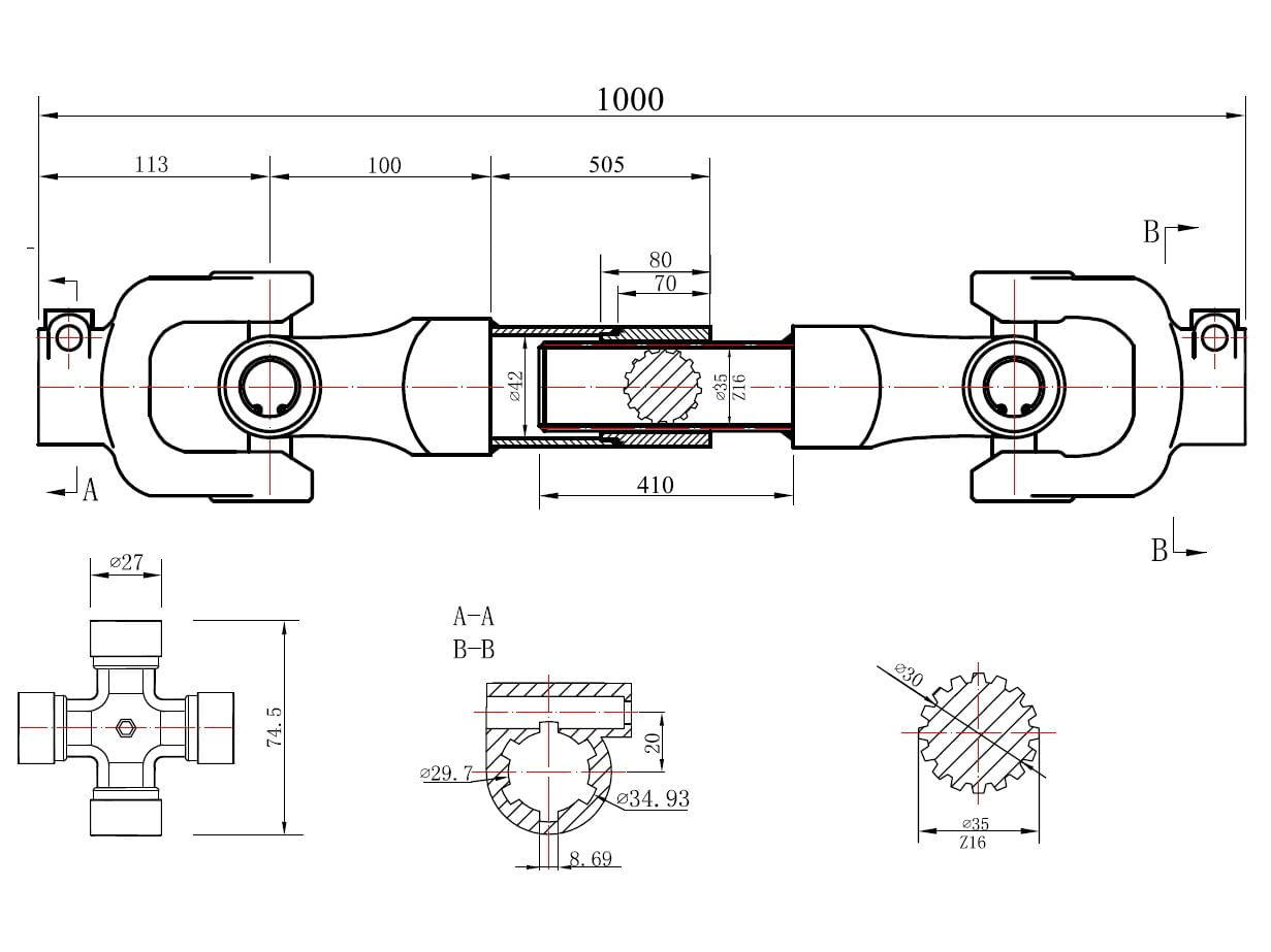 Cardan/Arbore de transmisie 100cm, Geko G72311
