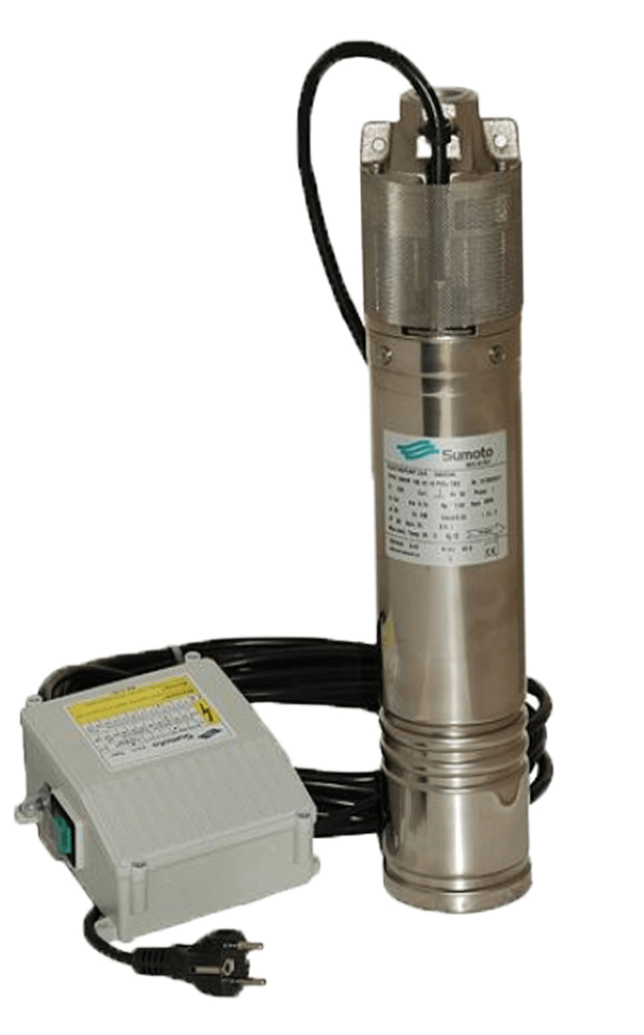 Kit complet sistem hidrofor, pompa submersibila SUMOTO ONKM150/24, rezervor 24L, presostat, racord 5 cai, manometru — imaginea 3
