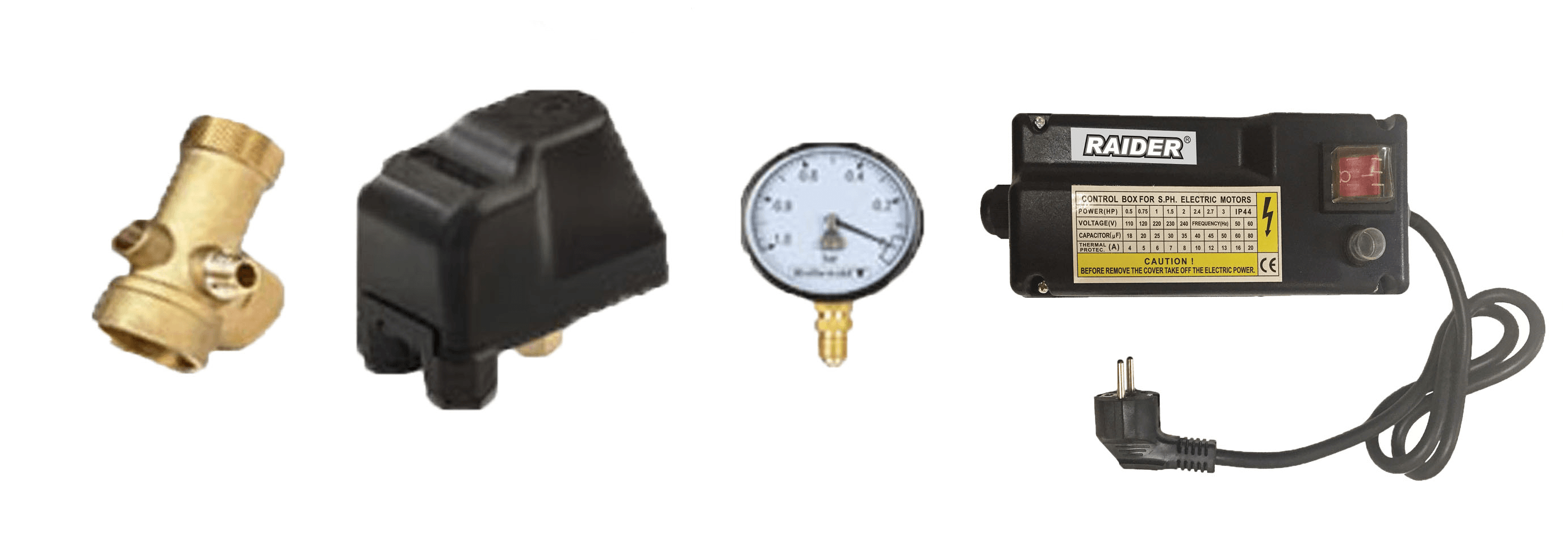 Kit complet sistem hidrofor, pompa submersibila Raider WP41/24, rezervor de 24 litri din inox, presostat, racord 5 cai, manometru — imaginea 4