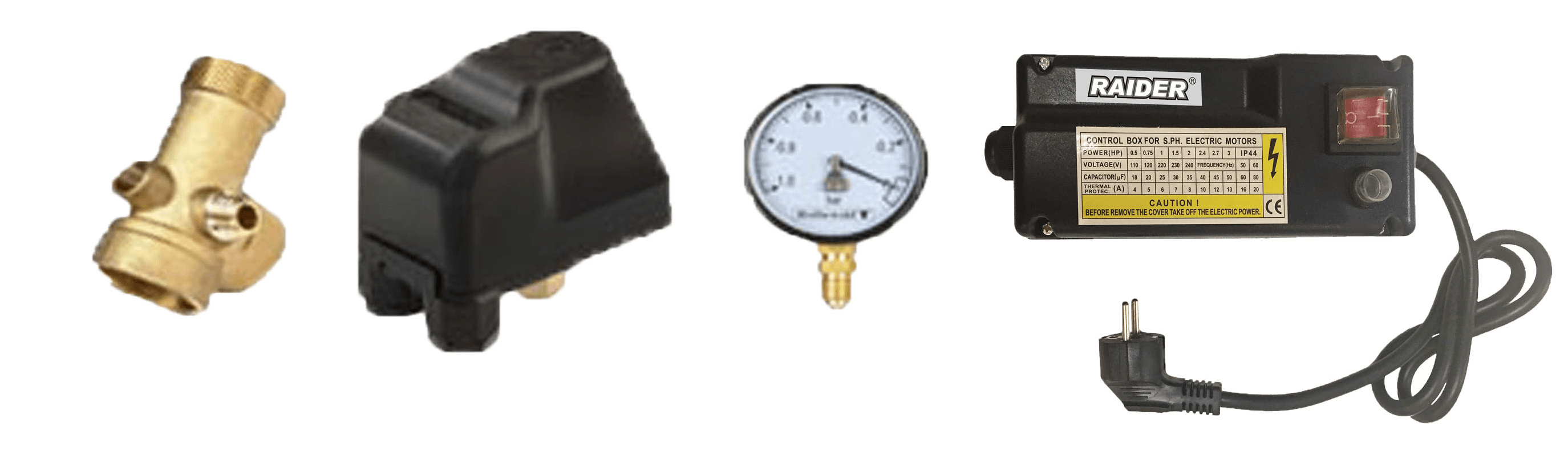 Kit complet sistem hidrofor, pompa submersibila Raider WP41/50, rezervor de 50 litri, presostat, racord 5 cai, manometruu — imaginea 4