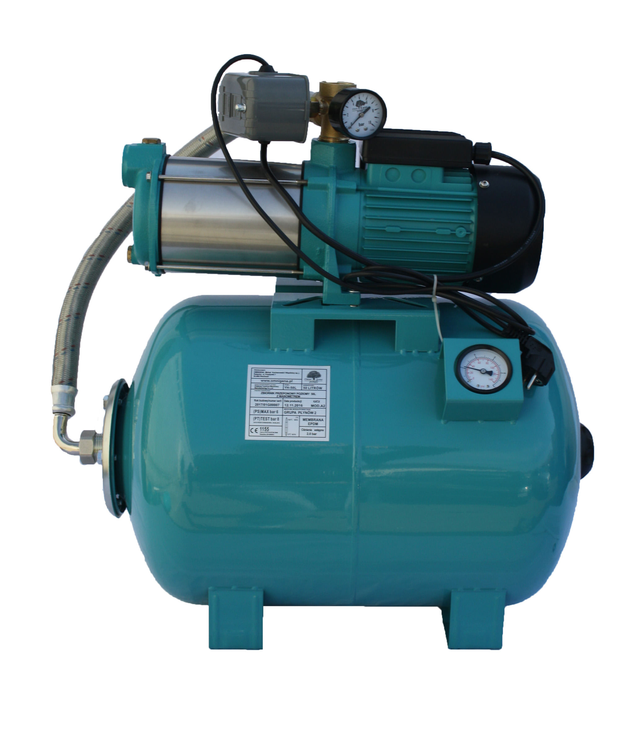 Hidrofor apa curata Omnigena OM0001/50M, 1450 W, 50 l capacitate vas expansiune, 6000 l/h debit maxim, 55 m inaltime refulare, 9 m adancime absorbtie