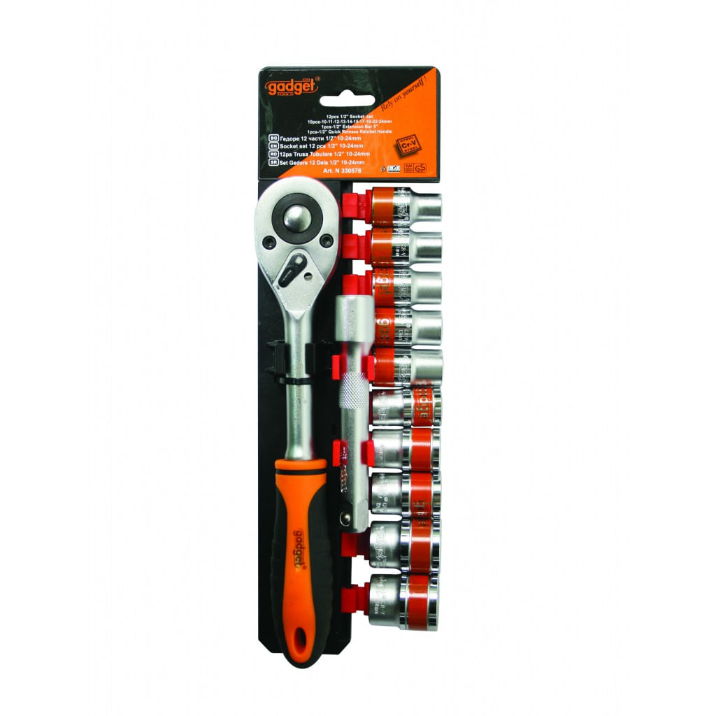 Set 12 tubulare cu antrenor, 1/2", 10-24mm, CR-V, Gadget — imaginea 2