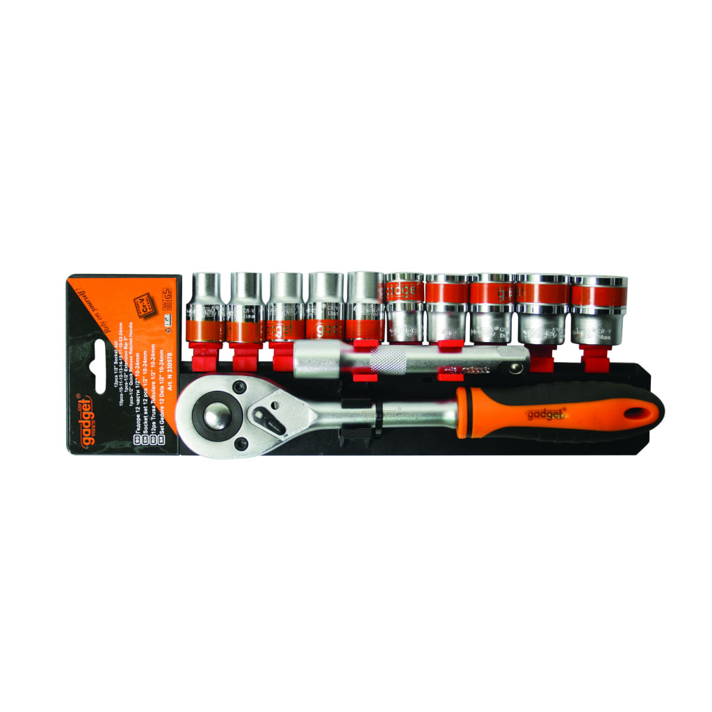 Set 12 tubulare cu antrenor, 1/2", 10-24mm, CR-V, Gadget — imaginea 4
