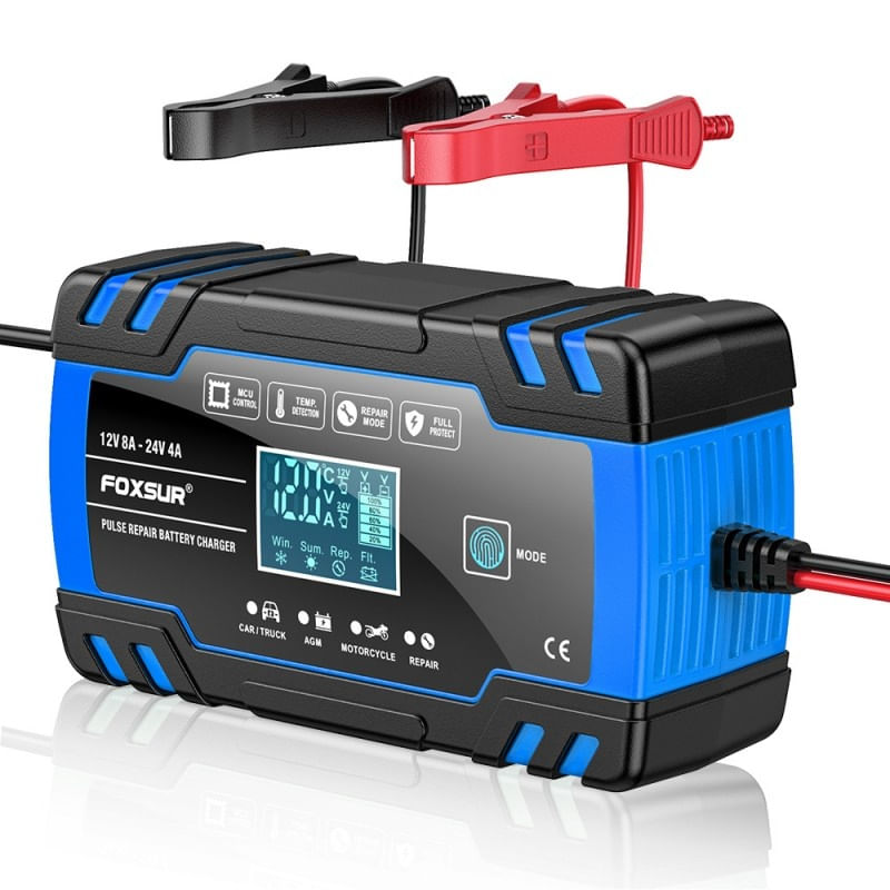 Incarcator Baterie Auto Cu Microprocesor Foxsur B0228-L, 12/24V, 4/8A, Display LCD, Functie De Reparare Cu Puls - 2 | YEO