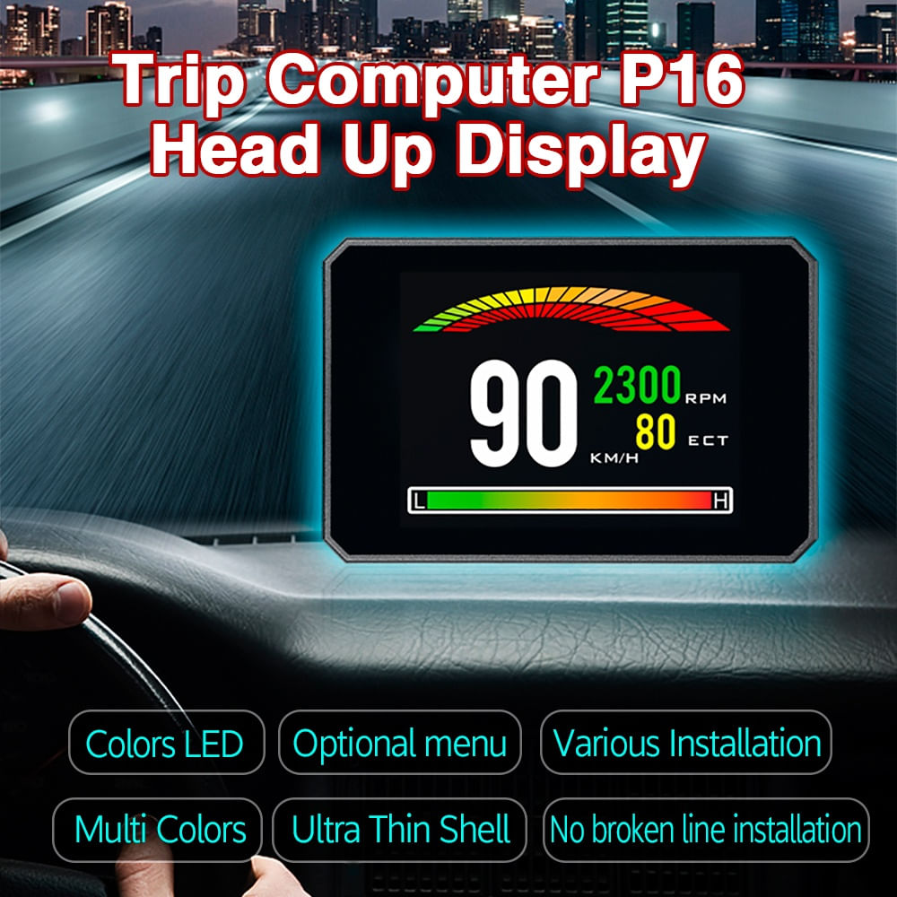 Sistem Monitor Auto Techstar P16 OBD2 HUD, Afisaj Head-Up Display pentru Monitorizare Viteza, RPM si Performanta Auto - 2 | YEO