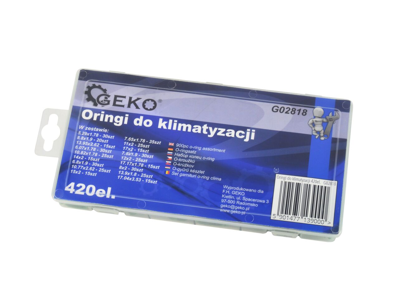 Set garnituri din cauciuc, 420 piese, 18 dimensiuni diferite, Geko, G02818