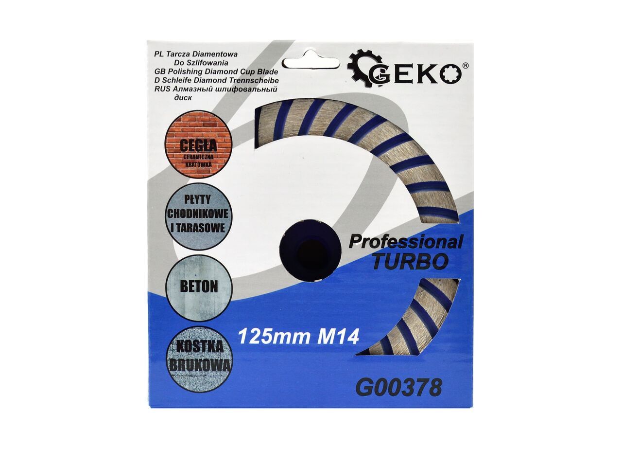 Disc diamantat 125 mm, M14 cu segmente pentru slefuit suprafete beton, mozaic, Turbo, Geko, G00378 - 4 | YEO