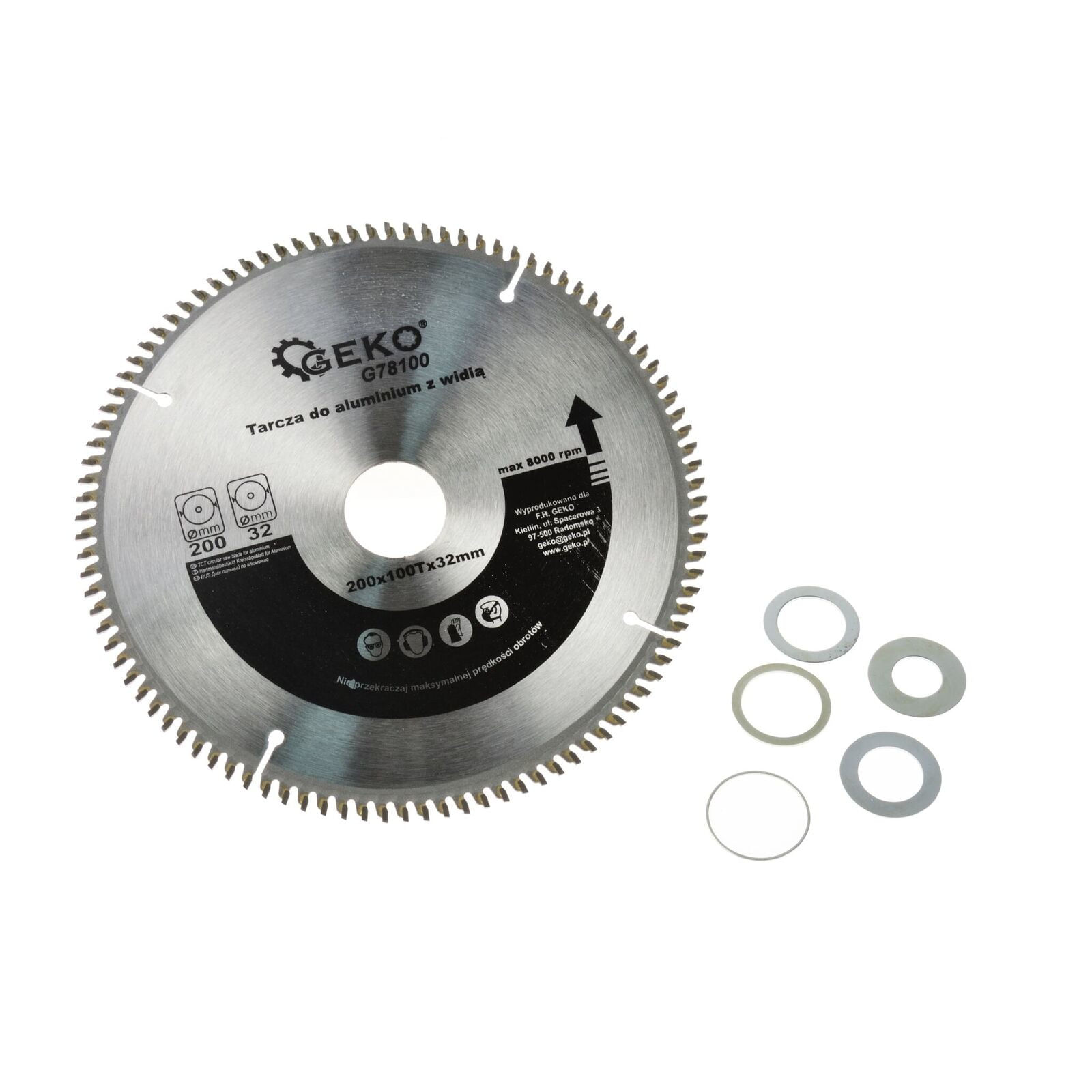 Disc pentru aluminiu cu kit de reductoare 200/25 x 100Tx32mm, Geko G78100