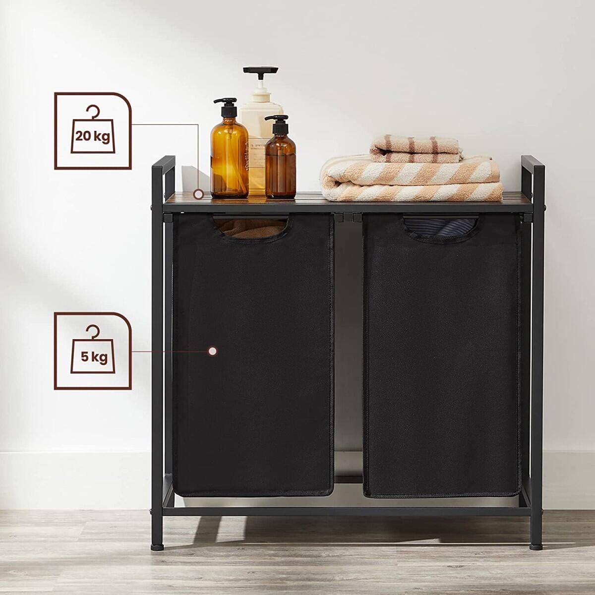 Dulap baie, Leobert, placa MDF, 2 rafturi, maro, 73x33x72 cm — imaginea 2