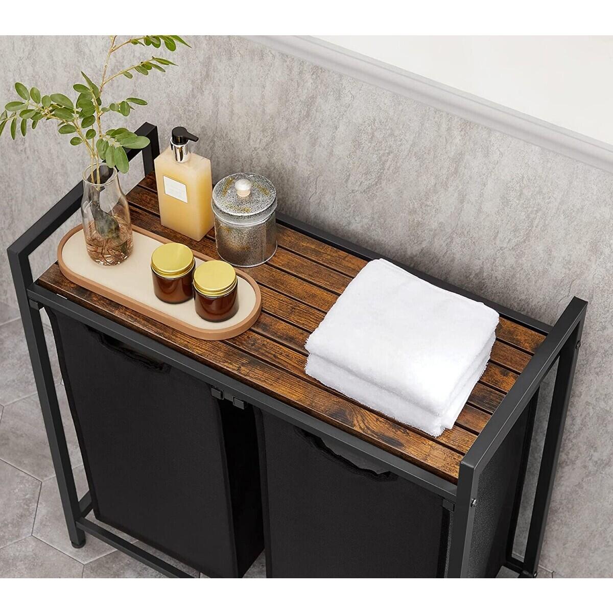 Dulap baie, Leobert, placa MDF, 2 rafturi, maro, 73x33x72 cm — imaginea 5